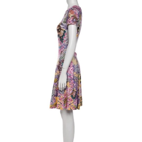 Mary Katrantzou multicolor abstract floral short sleeve A-line midi dress XS - Picture 6 of 16